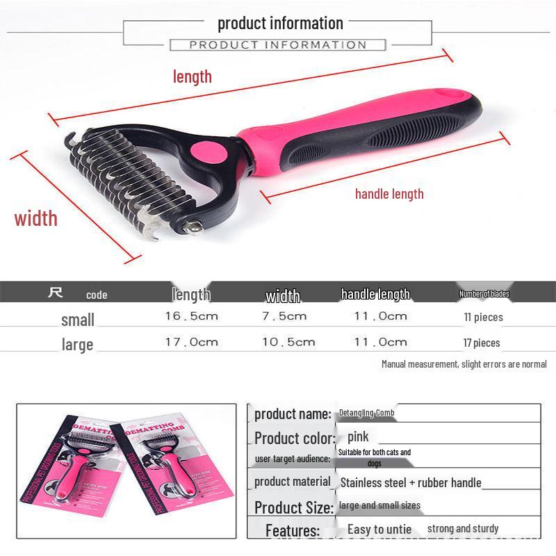 Pet Detangling Double-Sided Grooming Comb for Dogs & Cats