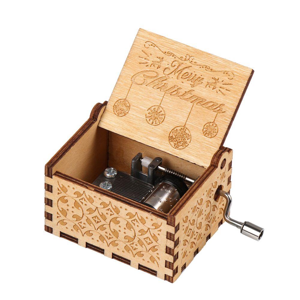 Gifts Wooden New Year Musical Boxes Music Box Merry Christmas Hand Crank
