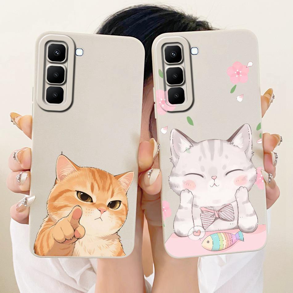 For Infinix Hot 70 X6895 Cute Cat Flower Cartoon Phone Case For Infinix Hot70 Soft Silicone Covers Bumpers