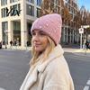 Fashionable Street Style Beanies Waterdrop Rhinestone Knit Hat, Bling Stretchy Winter Cuffed Knitted Outdoor Cold Weather Headgear Skull Cap for Women