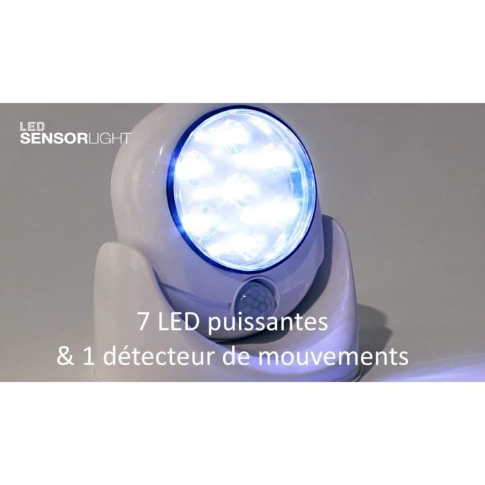 Lot de 2 Lampes 7 LEDS sans fil avec détecteur de mouvement – Orientable à 360 degrés