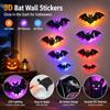 8pcs/set Glowing 3D Bat Wall Decor Hollow Wing Halloween Wall Stickers  Wall Decoration