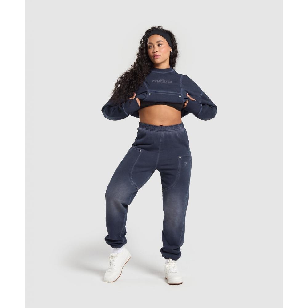 Gymshark Heavyweight Washed Pants Heavy Blue B1b5h Uczh