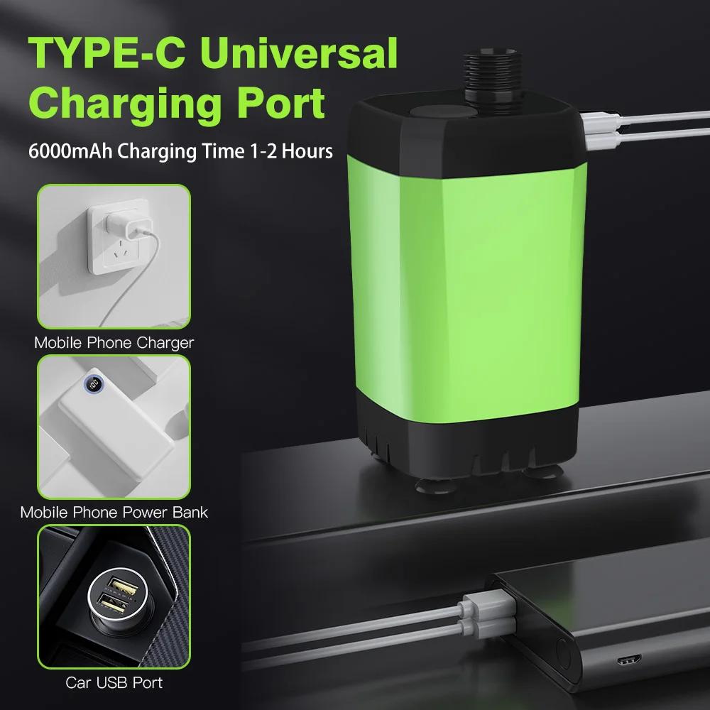 Кемпинговый душевой насос, комплект для душа на открытом воздухе, походный душ с полноэкранным интеллектуальным цифровым дисплеем, регулируемый комплект для душа емкостью 6000 мАч