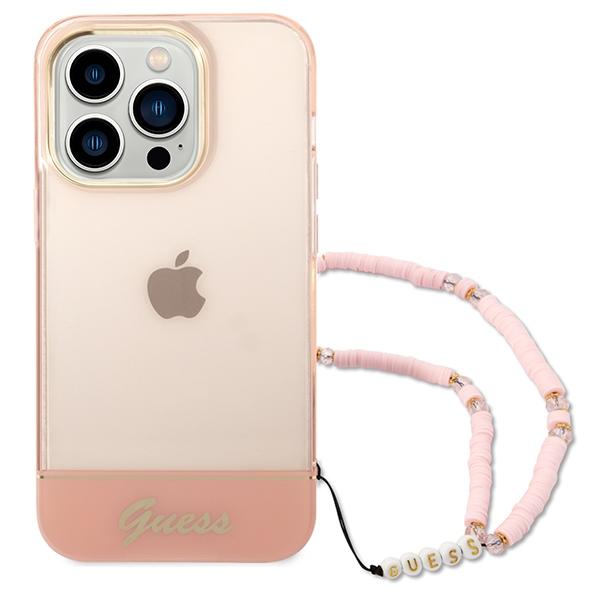 Etui do iPhone 14 Pro Max Guess Translucent Pearl Różowe