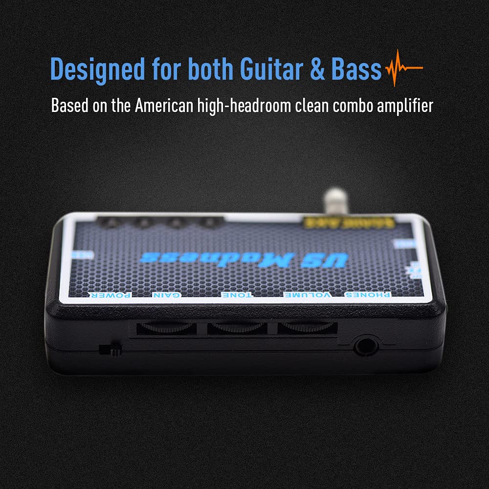SONICAKE Mini Guitar Headphone Amplifier with Chorus USB Rechargeable US Madness Built-in Effect,