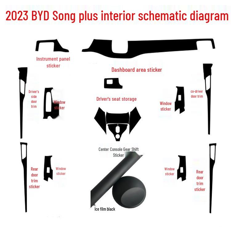 BYD Song Plus Interior Stickers: Carbon Fiber Anti-Scratch Console Gear Shift Wrap (Fits 20 Models)