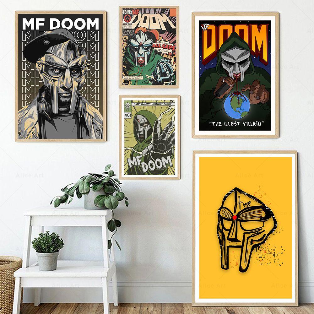 Певица Madvillain MF Doom плакаты Декор комнаты Хип-Хоп Рэп Музыкальный Альбом Звезда Настенная Картина на Холсте Для Гостиной Домашний Декор