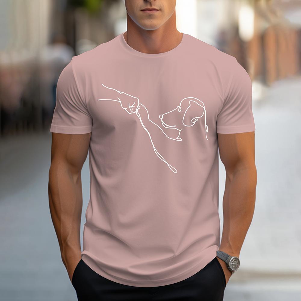 Новая футболка с графическим принтом в виде нарисованной от руки собаки, свободная мужская одежда с коротким рукавом, повседневная дышащая мужская футболка, верхняя часть