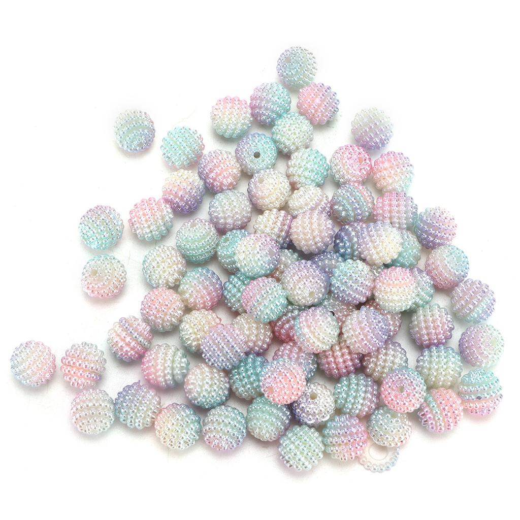 200pcs Pearl Beads Color Pearlized Gradient Bayberry Shaped Bubble Beads with Hole for DIY Jewelry