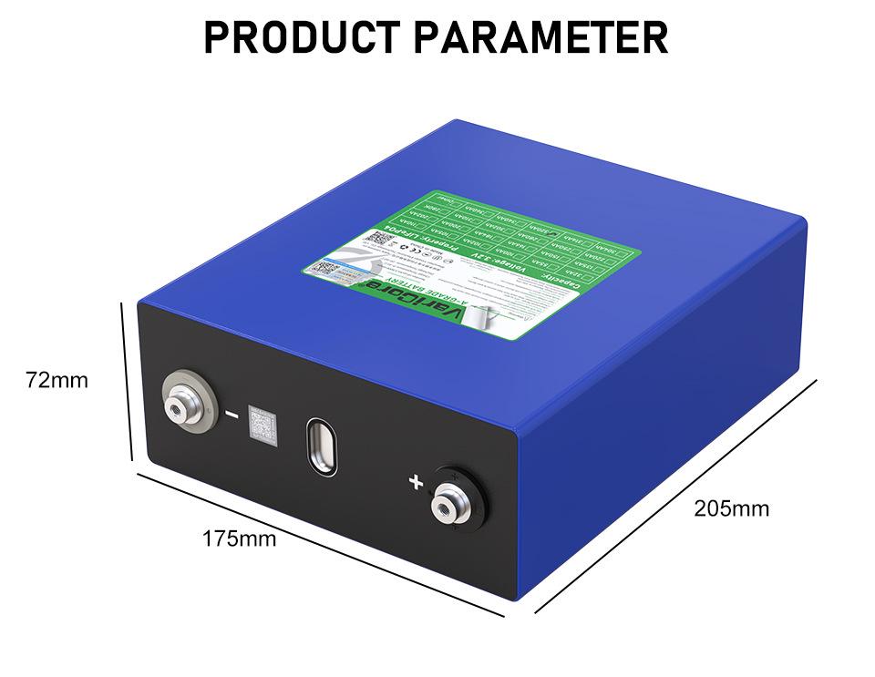 VariCore 3.2V 320AH LiFePO4 Battery - Single Cell, Aluminum Case, Energy Storage