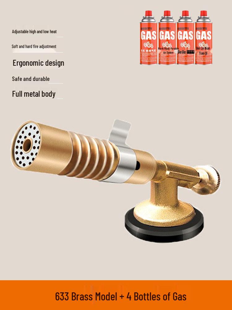 All Copper Flame Torch for Gas Cartridge - Handheld Blowtorch for Pig Hair Removal