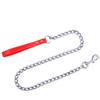 Pet Dog Walking Training Chain Puppy Leash with PU Leather Handle(Red 2mm*120cm)