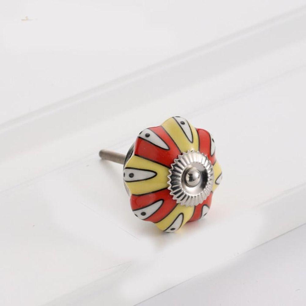 Винтажная мебельная ручка с одним отверстием, круглая ручка для ящика, ретро керамическая ручка-тыква, для винного шкафа