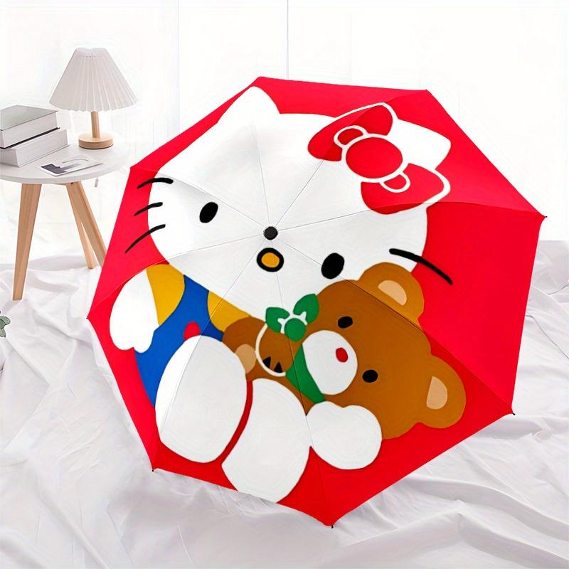 1pc Hello Kitty Automatic Folding Umbrella, Portable Design with 8 Ribs, Casual Outdoor Accessory HolidayBirthday Gifts yy250814022