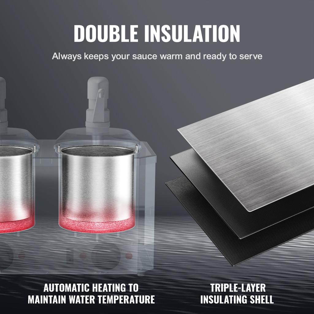 650 Вт/1300 Вт Электрический диспенсер для сыра из нержавеющей стали Коммерческий подогреватель горячей помадки Пластиковый диспенсер с двойными насосами