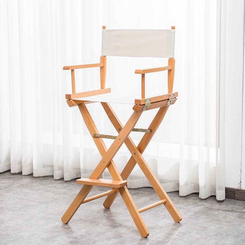 Складной стул режиссера из массива дерева с холщовой спинкой - Барный стул, для улицы, макияжа или рыбалки
