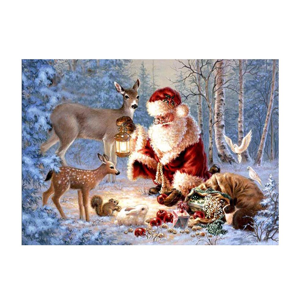 5D Diy Алмазная картина Полный Алмазный Круглый Санта Алмазная Мозаика Рождество Зима Алмазная Вышивка Вышивка Крестом Украшение Дома