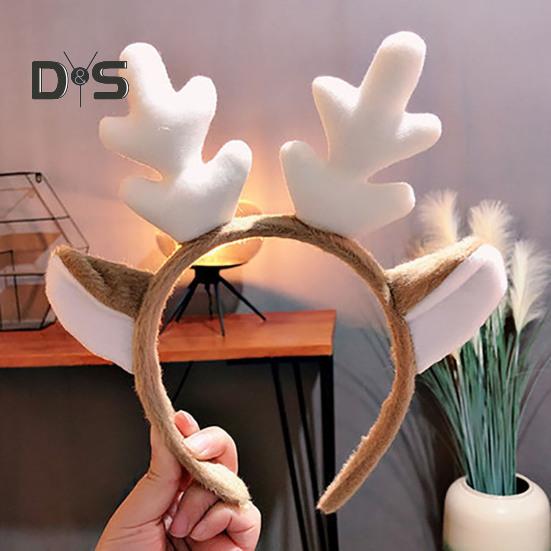 Рождественская повязка на голову с ушками оленьих рогов, универсальный рождественский аксессуар для волос для взрослых и детей, праздничный костюм