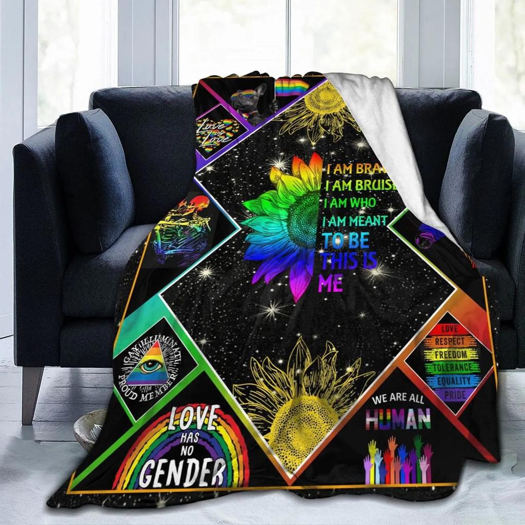 Throw Blankets LGBT Gay Pride Lesbian Rainbow Flannel Blanket for Couch Sofa Blankets Large Bedding Gifts for Christmas New Year