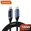 Toocki 100 Вт USB C Кабель для Samsung на 5 А со светодиодным цифровым дисплеем, высокоскоростной TypeC Провод для POCO Huawei USB-зарядки, Data Cord