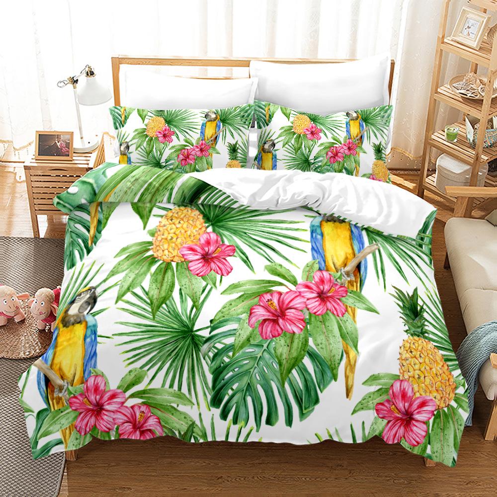 3D Painting Style Bedding Set King Queen Bed Down Duvet Cover Pillowcase 2/3pcs Pineapple Pattern Bed Cover Luxury Home Textile Gift