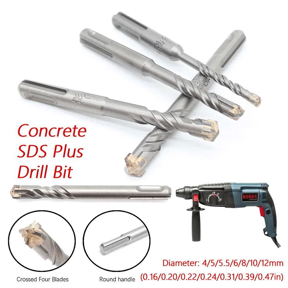 1Pcs 4/5/5.5/6/8/10/12mm Electric Hammer Drill Bit 4 Cutters Impact Drills Wall Brick Block