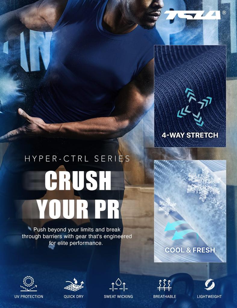 Майка-борцовка компрессионная Tesla без рукавов с защитой от УФ-лучей и влагоотводящими свойствами, идеально подходит для базового слоя и как самостоятельное изделие. Мужская, быстросохнущая, влагоотводящая, для бега, тренировок,