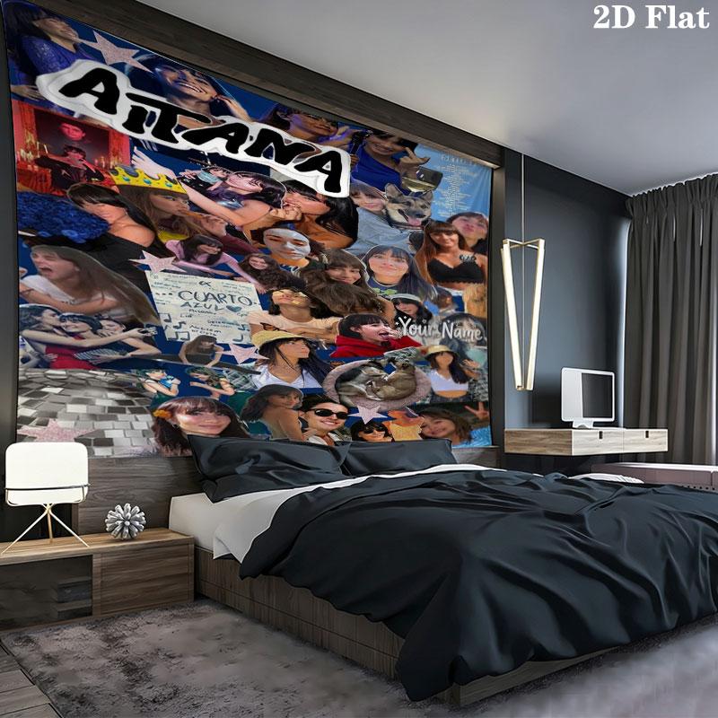 Aitana Custom Name Wall Tapestry Aesthetic Wall Hanging Printed Fabric Blanket Decorative Tapestries for Bedroom Living Room Home Decor