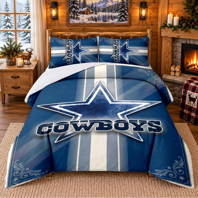 Printed 3Pcs Bedding Set Dallas Cowboys Pattern Bed Sheet Pillowcase For Bedroom Decor