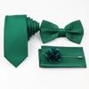 Мужской комплект галстуков из 5 предметов, шалфейный зеленый, галстук-бабочка из полиэстера, брошь-запонка, для костюма жениха, свадебной вечеринки,