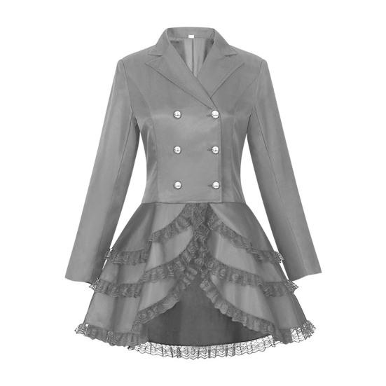 Женский двубортный викторианский стимпанк блейзер пальто готический смокинг фрак куртка с кружевной отделкой Хэллоуин свадебная униформа костюм