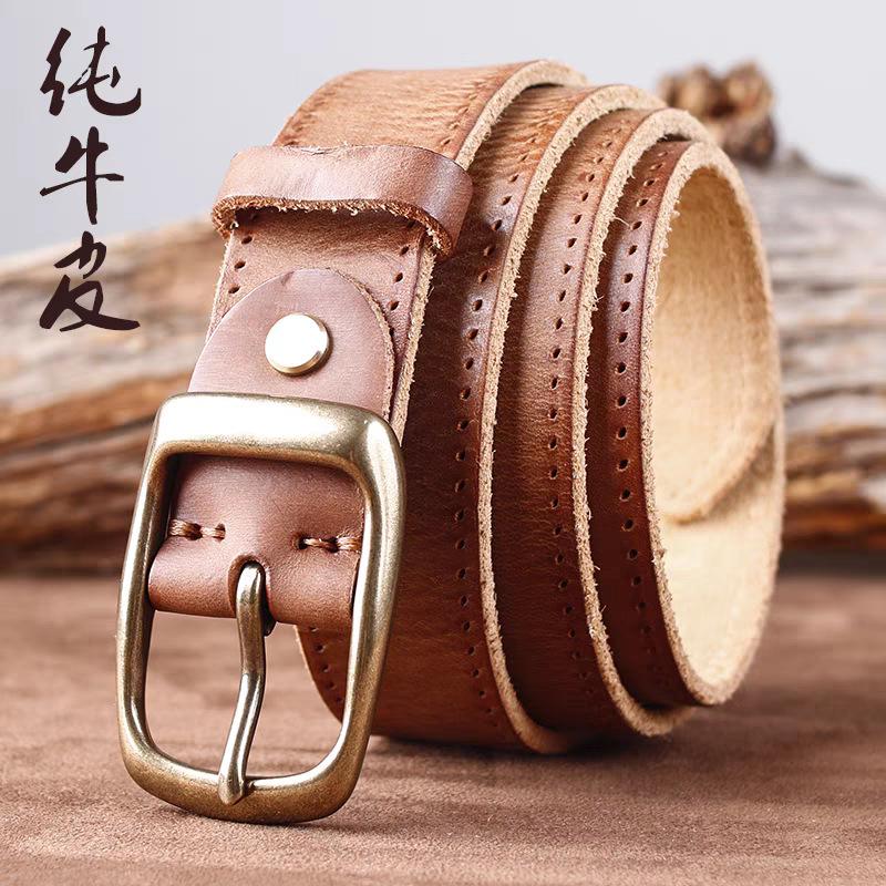 Ретро ремень из коровьей кожи первого слоя Унисекс ремень Бизнес сплав Японская пряжка Ремень из натуральной кожи Фабрика