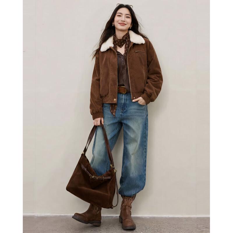 Shangjing Women's Corduroy Padded Jacket