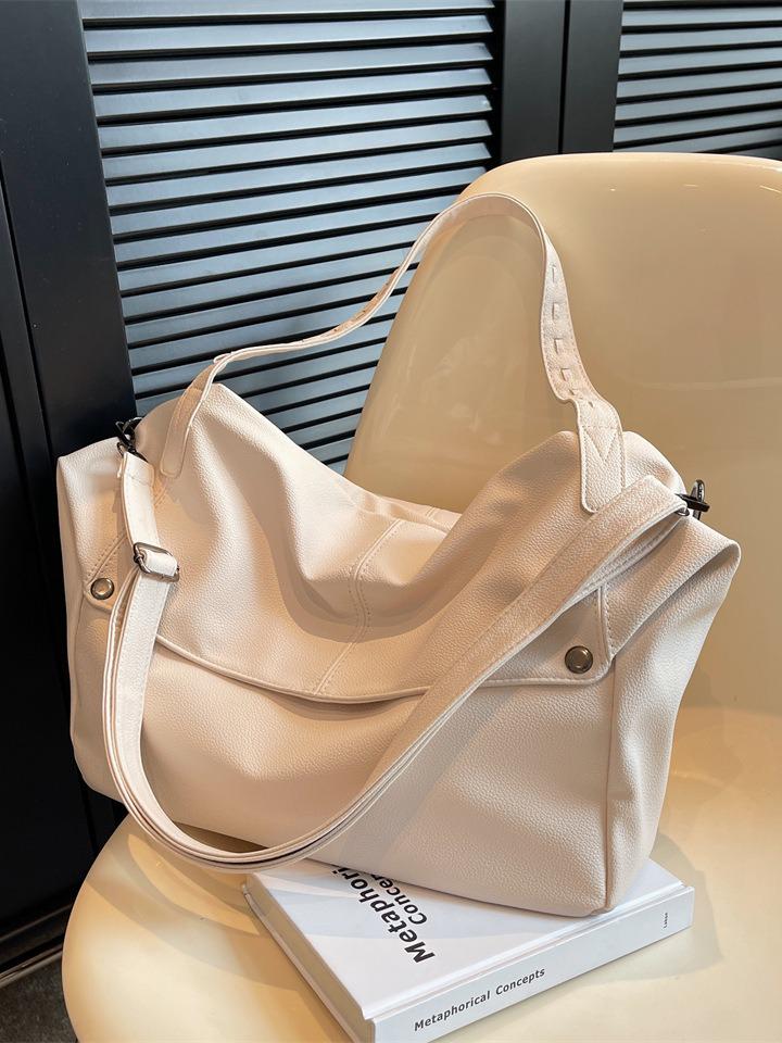 Вместительная женская однотонная модная сумка-тоут на плечо в корейском стиле