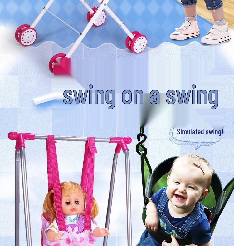 Детский кукольный домик Игровая зона Легкая прогулочная коляска с куклой