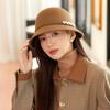 Wool Top Hat Women'S Autumn And Winter New Black Felt Hat Retro Fashion Versatile Bucket Hat Woolen Basin Hat Women'S Winter