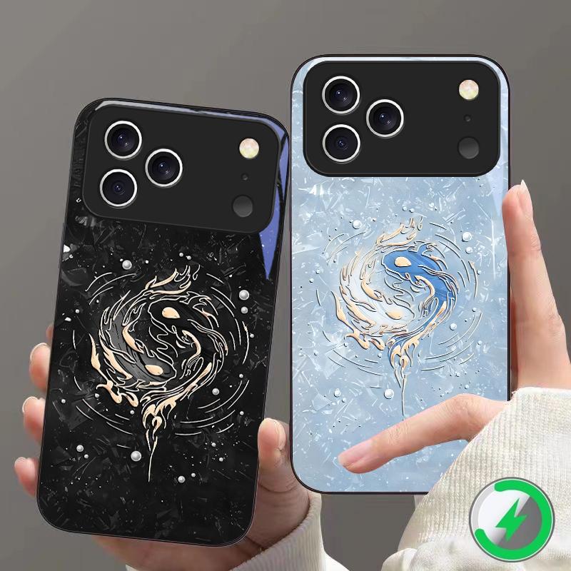 Искусство Эстетики Подходит для iPhone 16E 17 Pro Max 15 Pro 14 13 Plus 12 mini 11 16 Air 17Pro Магнитный Стеклянный Чехол для Телефона