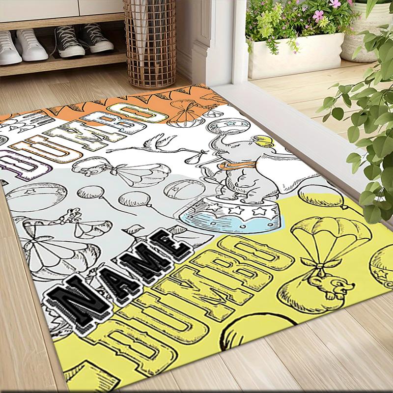 Custom Name Elephant Circus Act Carpet Rug Customizable Soft Washable Anti-Slip Home Living Room Sofa Mats Personalized Rug. 0909388