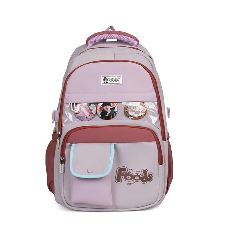 Новый осенне-зимний рюкзак в свежих цветах с блочной расцветкой и надписью, повседневный, для учениц начальной и средней школы