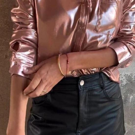 Женская рубашка с лацканами, длинный рукав, свободный крой, замшевая повседневная рубашка с нашивкой