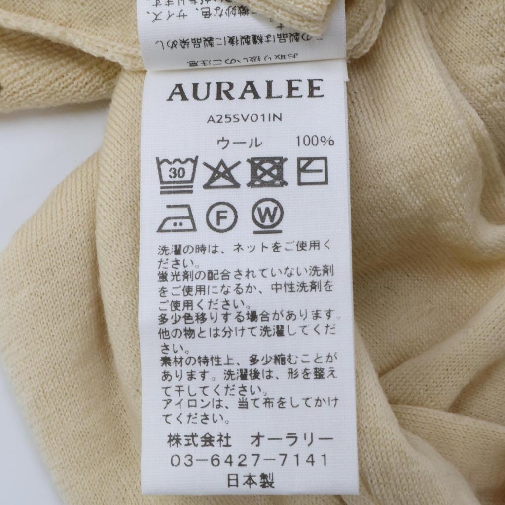 AURALEE 25Stainless Steel A25SV01IN Beige PRODUCT DYED Wool knit tops 3 beigeUsed