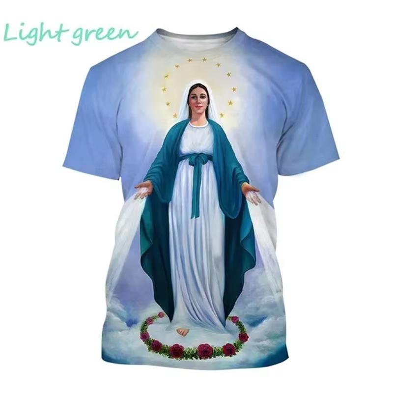 Easter Virgin Mary Goddess of Mercy 3D Print T-Shirt Christian Blessed Jesus God Tee Female Style Clothing Short Sleeve Tops Tee