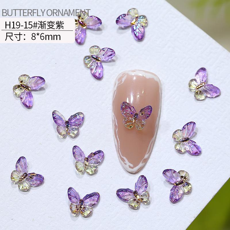20Pcs Butterfly nail art accessories - nail decorations with iridescent and three-dimensional butterflies made of resin for nail art.