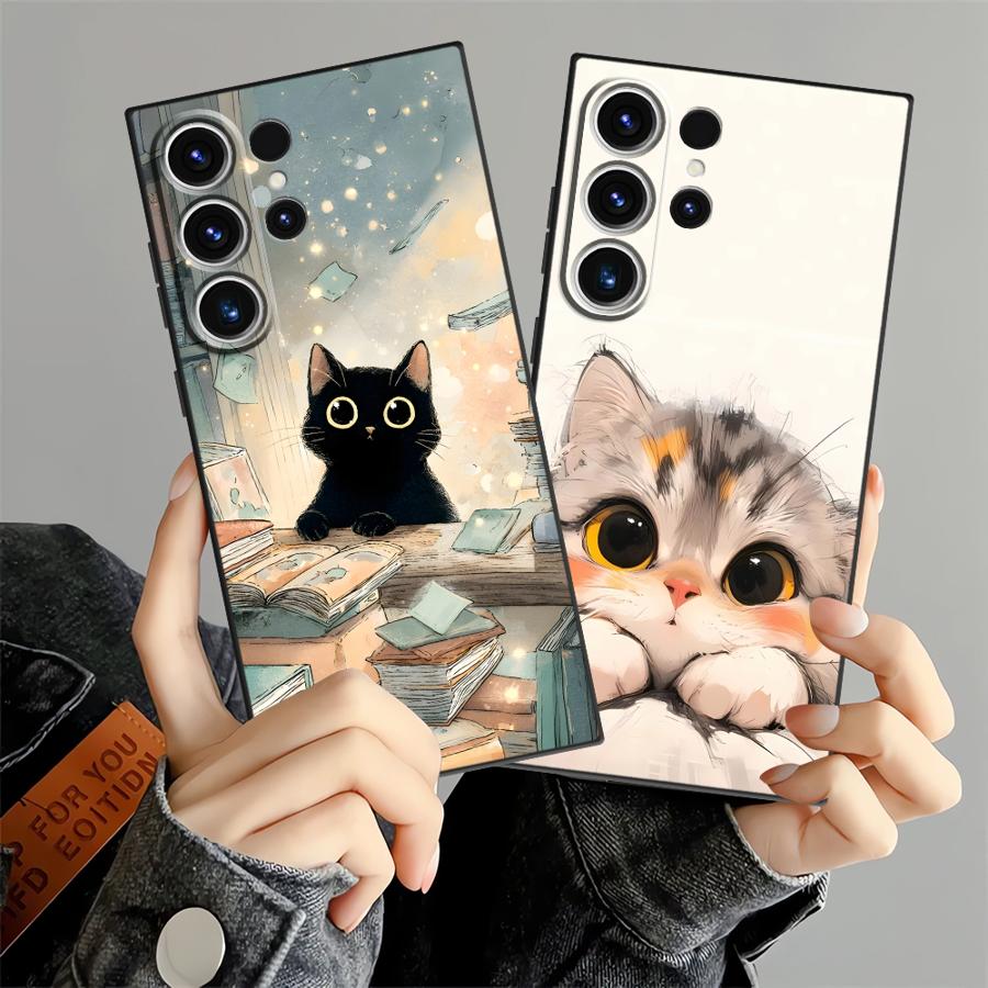 Мультяшный чехол-кошка для Samsung Galaxy S26 Ultra S24 S25 Plus S20 Ultra S10 S9 S21 FE Note 20 8 9 10 S23 Чехол для телефона
