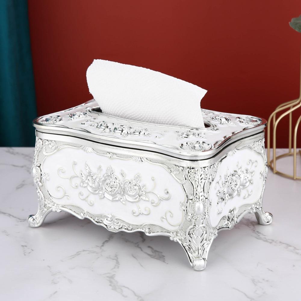 European Style Napkin Holder Rose Pattern Tissue Dispenser Desktop Tissue Box Vehicle-mounted