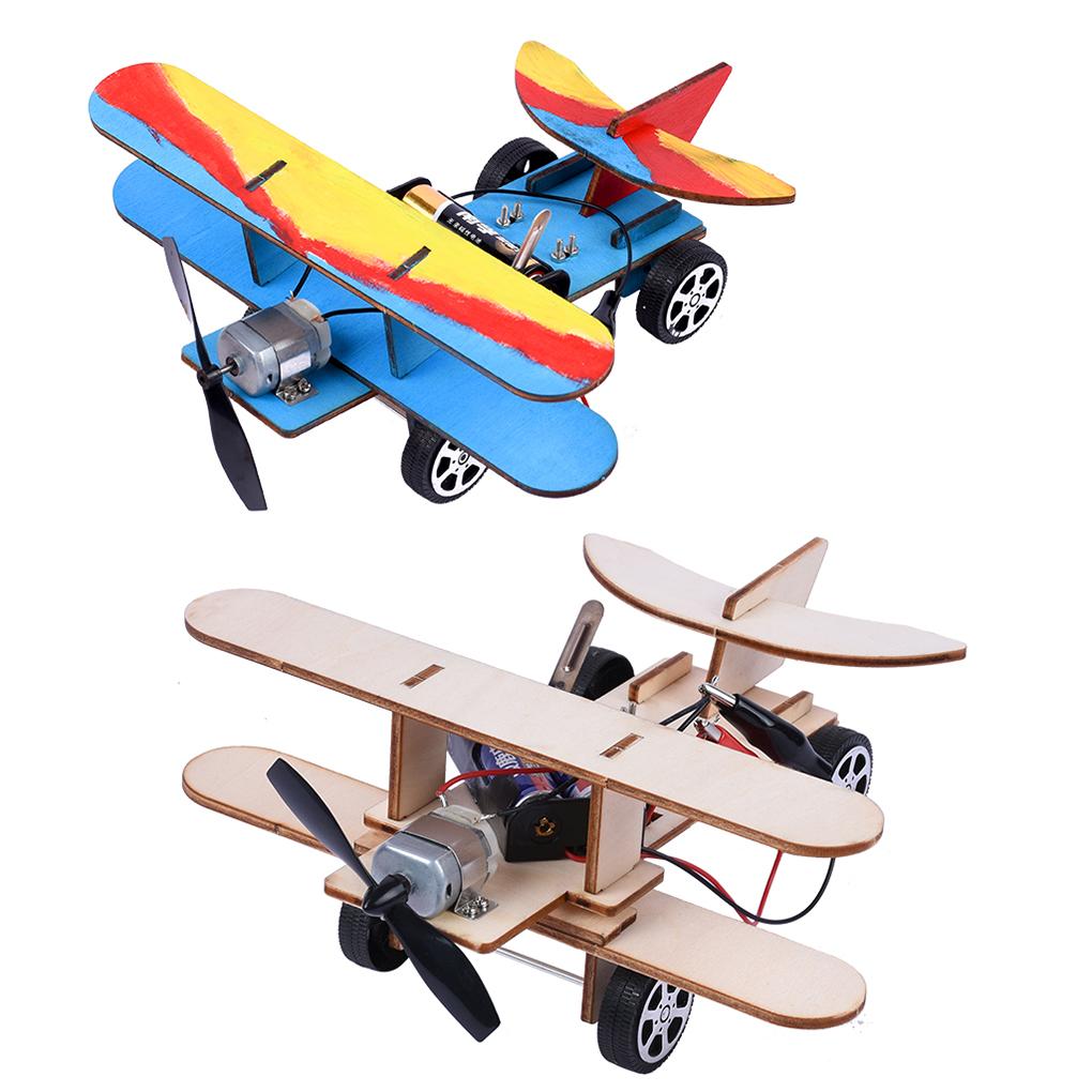 1 Set Kids' Vehicle Woodworking Toys Tank Model Brain-build Teaching Tools Manual Skills Circuit Building Aircraft Models
