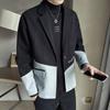 Корейский 2024 Осень Зима Новый Мужской Лоскутный Костюм Воротник на Пуговицах Карман Модный Свободный Минималистичный Повседневный Блейзер с Длинным Рукавом