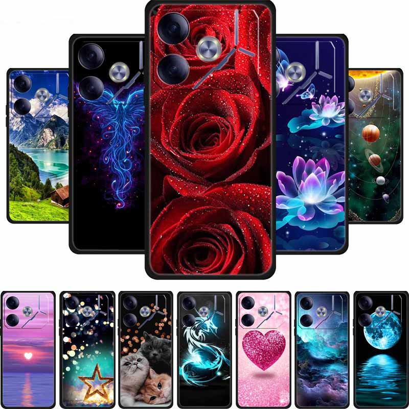Чехол для телефона Tecno Pova 6 Задняя крышка Ударопрочный Черный Силикон Мягкий Funda для Tecno Pova 6 Чехол Pova6 6.78" Capas Coque