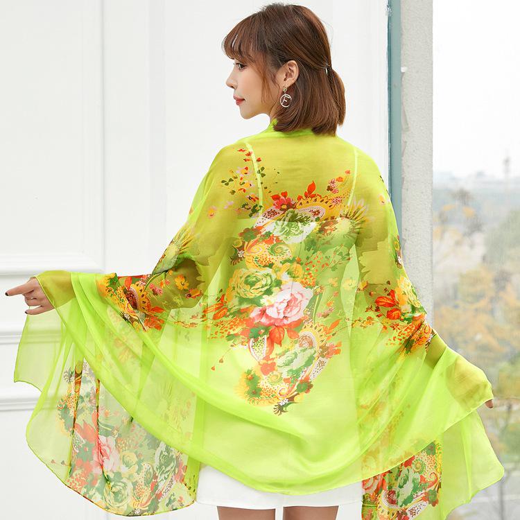 Women's Chiffon Scarf - Lightweight, Printed Sun Protection for Spring, Summer, Fall - Versatile Beach Shawl